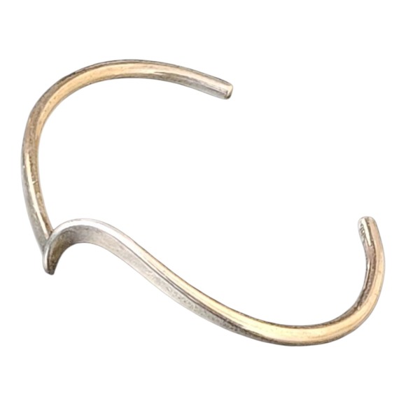 Jewelry - Sterling Silver 925 Wavy Cuff Bracelet Bangle Statement Modern Minimalist‎